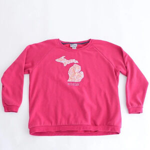 Vintage Artisans The Art Of Apparel Pink Michigan  Map Crewneck Sweater 2Xl